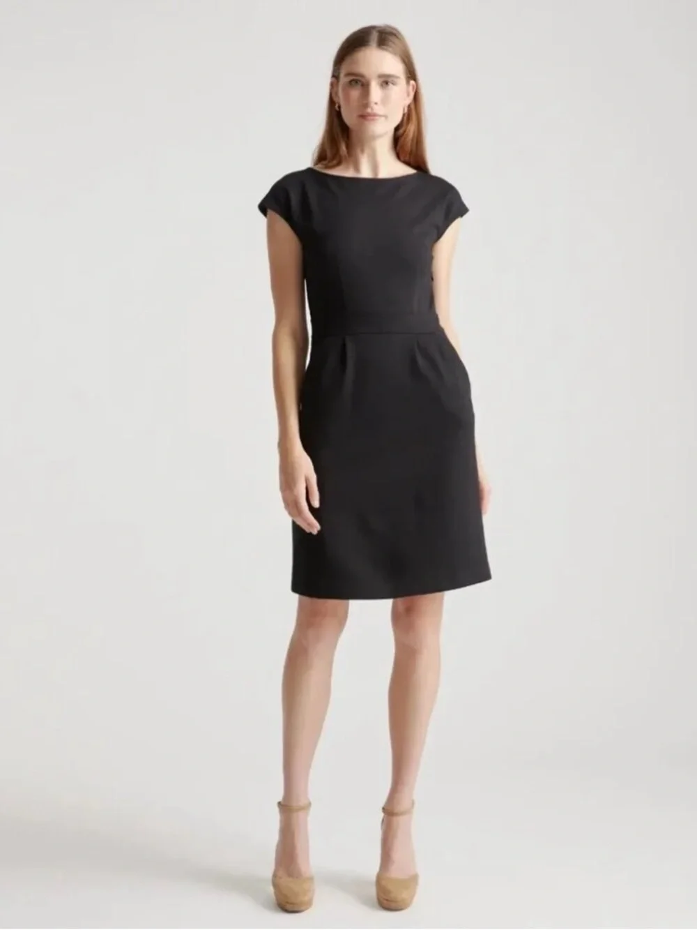 Quince | Dresses | Quince Black Capsleeve Midi Sheath Dress | Poshmark